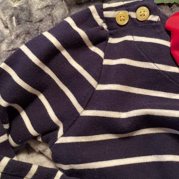 Cute as a Button a blue & white striped dress w yellow splashes of color SZ 7 - Picture 3 of 9